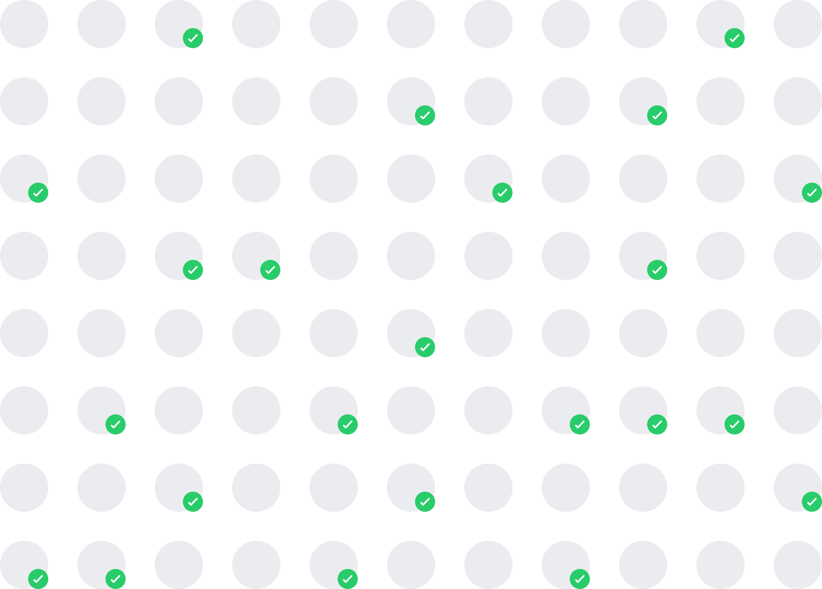 Pattern of circles with some containing a green checkmark, symbolizing verification and inclusion.