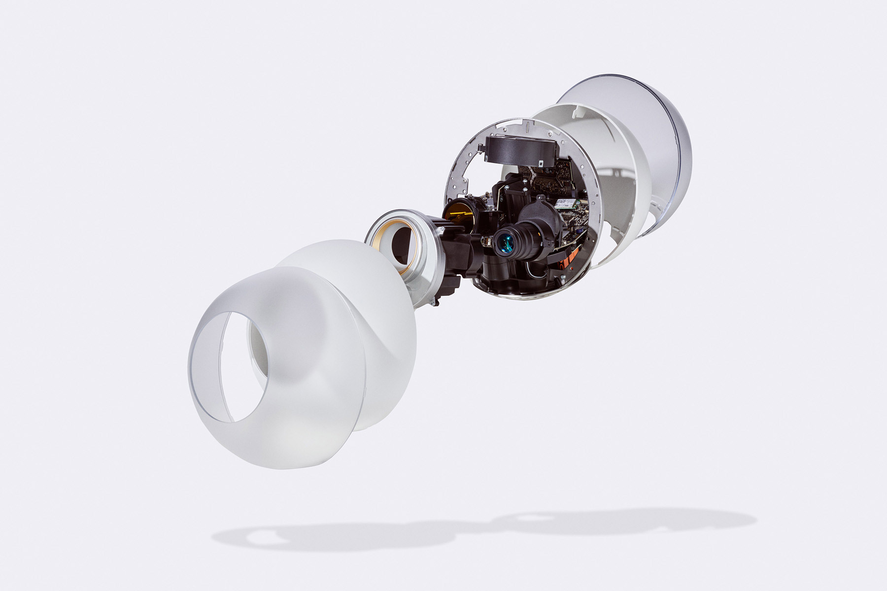 Close-up view of the internally detailed Orb, showcasing its components and technology.