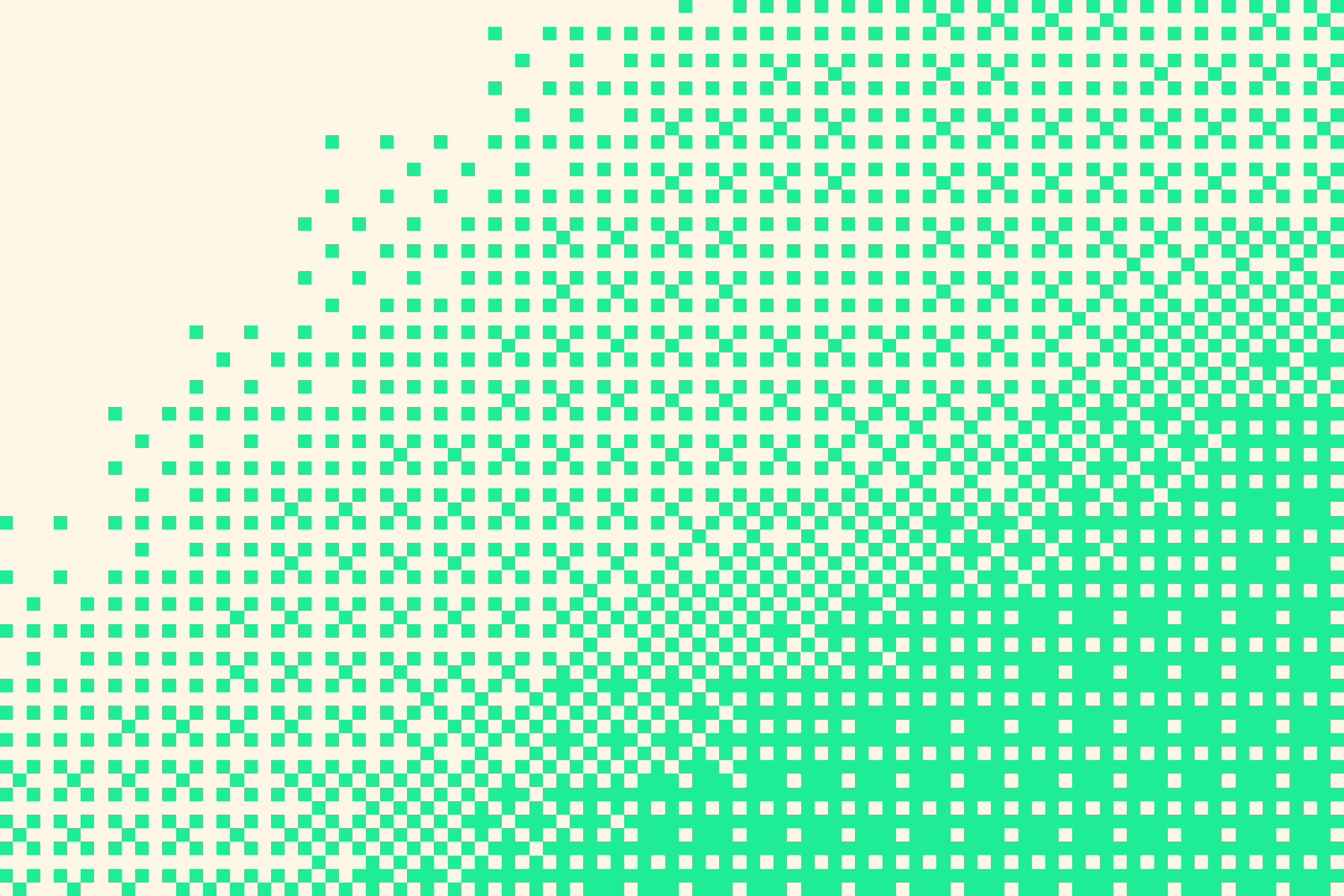 Abstract design with a gradient of green squares fading into a lighter background, symbolizing technology and innovation.