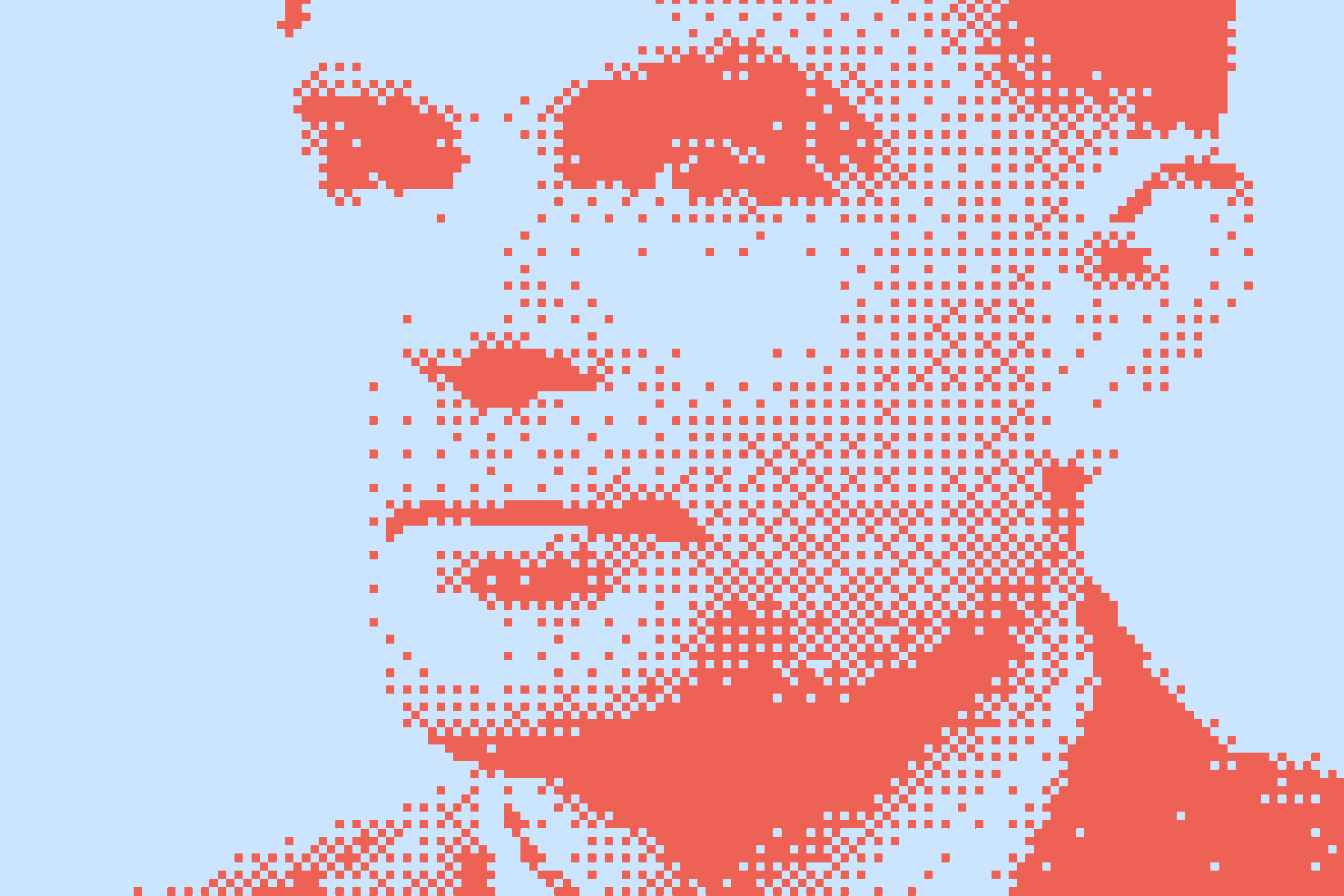 Pixelated portrait of a person, evoking digital aesthetics.