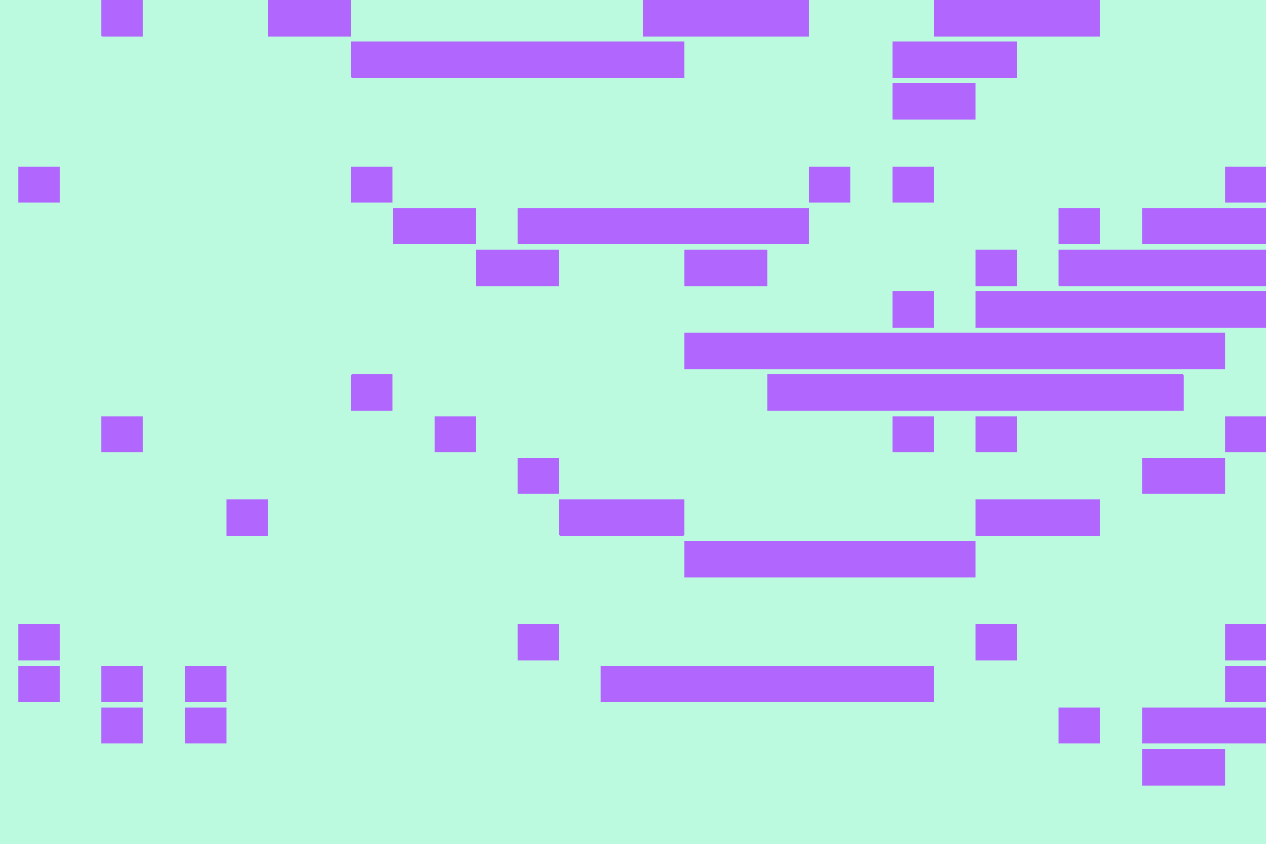 Abstract pattern of purple rectangles on a light green background.