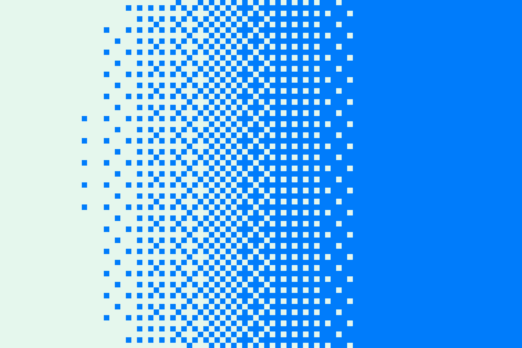 Abstract pattern with blue and white squares transitioning from left to right.