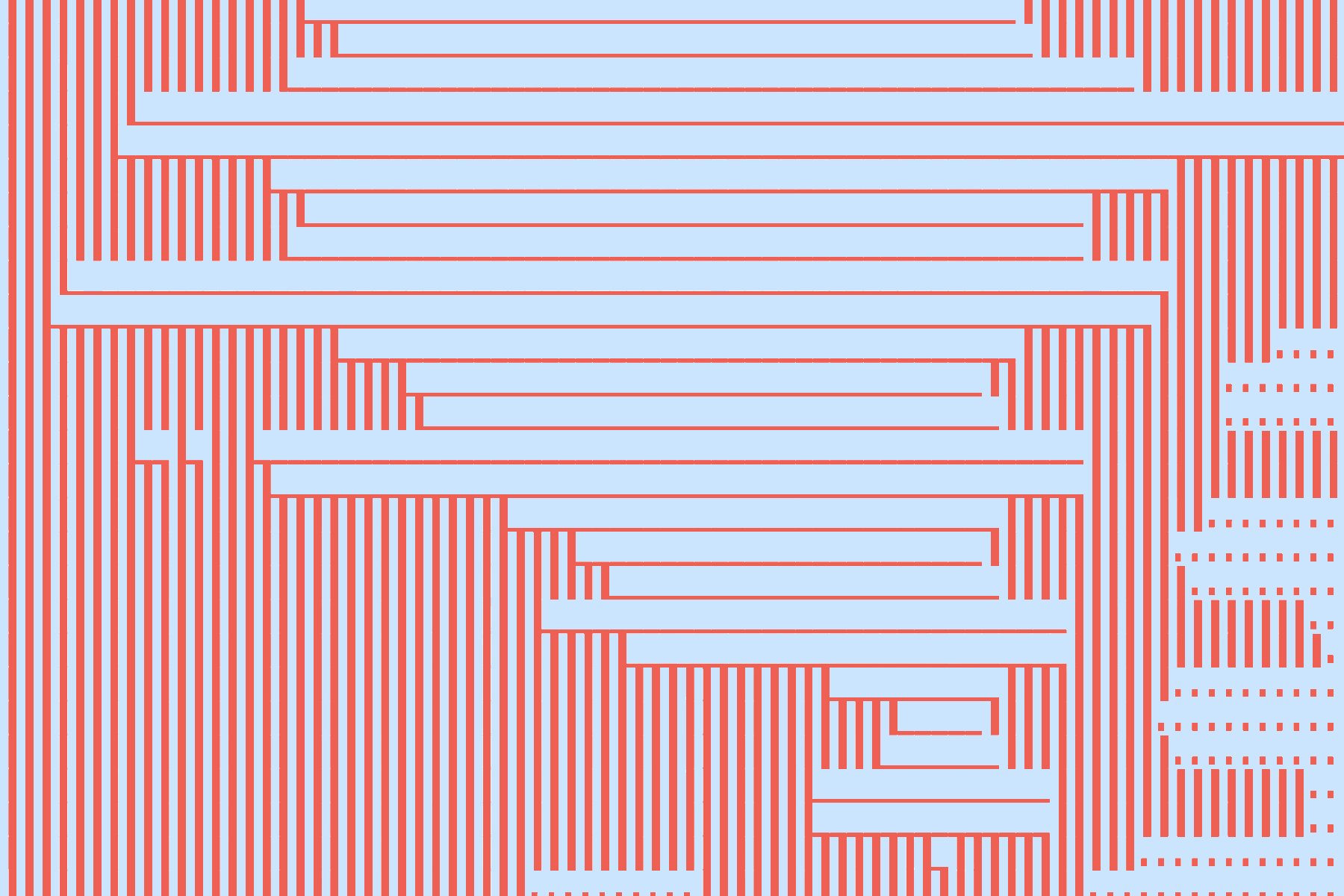 Abstract design with blue and red horizontal and vertical lines.