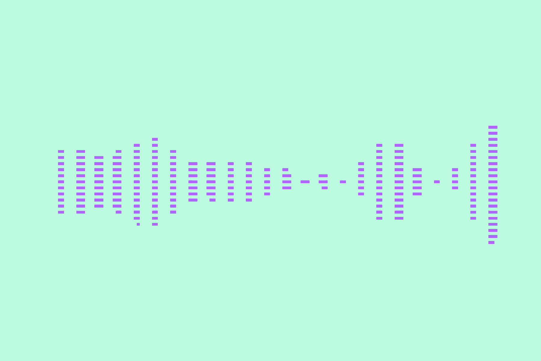 Waveform graphic in purple on a light green background, representing audio data.