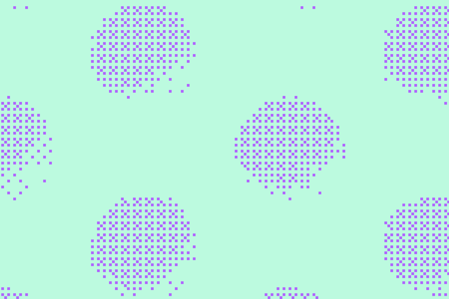 A pattern of purple dots arranged in circles on a light green background, symbolizing connectivity and innovation.