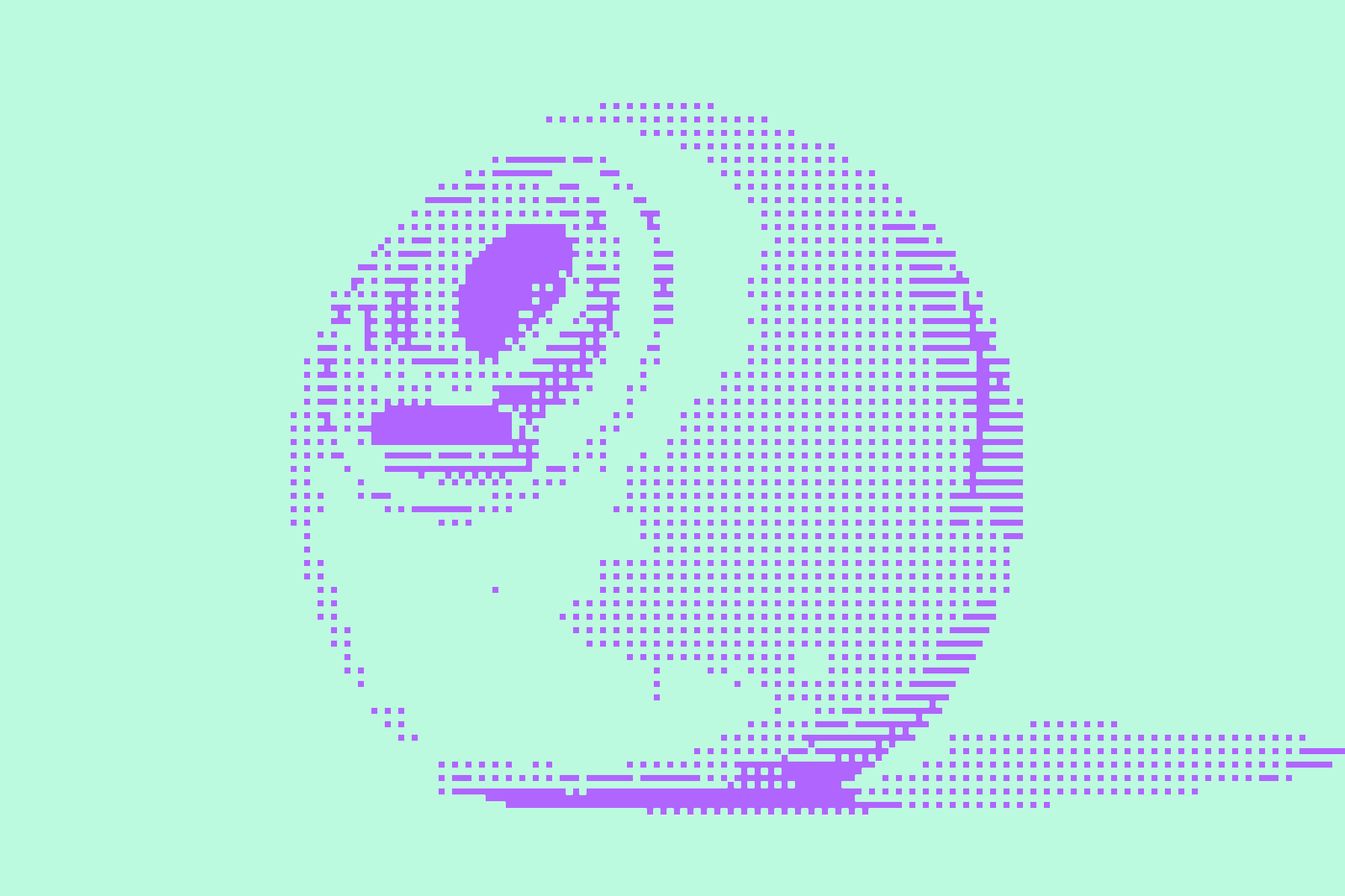 Stylized pixel art of the World Orb on a light green background.